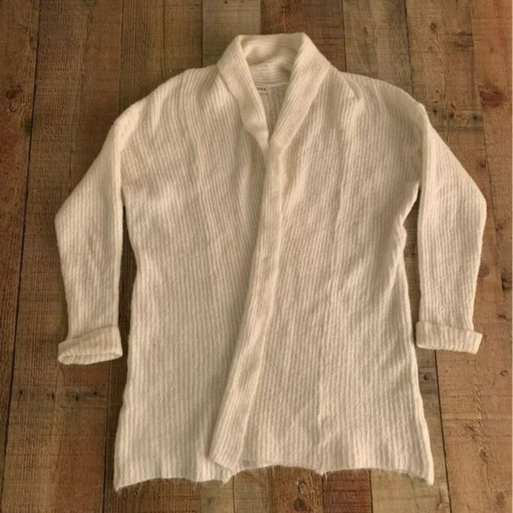 Love change womens white knit open front cardigan